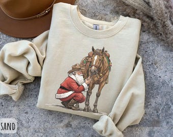 Western Cowboy Christmas Sweatshirt, Vintage Western Santa Crewneck Sweatshirt, Cowboy Santa Shirt, Howdy Christmas, Cowgirl Cowboy Gift