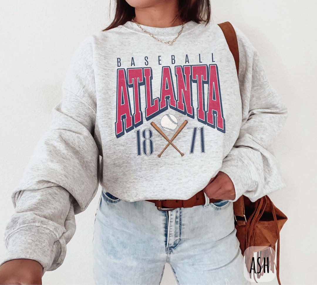 Atlanta Retro Vintage Atlanta Baseball Sweatshirt | Atlanta Baseball Fan Shirt | ATL ...