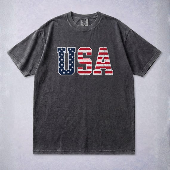 Vintage USA Flag Shirt, Patriotic Americana Tee, Comfort Colors Unisex T-Shirt