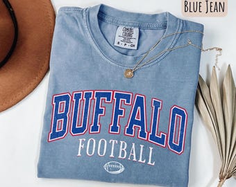 Vintage Buffalo Football Comfort Colors T-Shirt, Retro Game Day Outfit