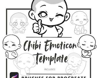 Plantilla de emoticono chibi - PNG y Procreate