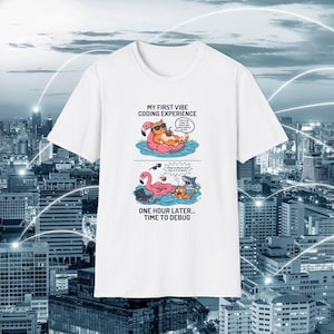 T-shirt hilarant pour codeurs détendus | Ce chat code tranquillement jusqu'à l'heure du débogage | Le cauchemar du débogage pour les codeurs détendus | T-shirt tech humoristique
