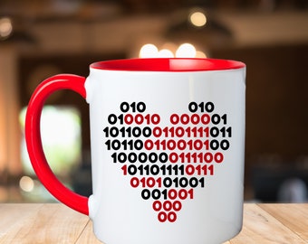 Kocham Cię kod binarny prezent 11 uncji Kubek do kawy Prezent na Walentynki Prezent dla niej Prezent dla niego Programista komputerowy Inżynier oprogramowania Prezent dla programisty