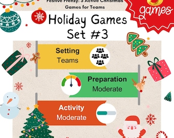 5 Low Prep Active Christmas Party Games for Team Challenge | Holiday Office Party | Family Game Night | Snowman Name | Reindeer Games