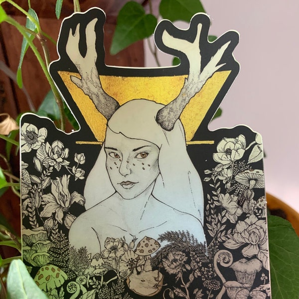 Forest Goddess/Nymph/Druid Fine Art Sticker