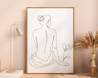 Woman Line Art Print: Minimalist Body Drawing, Modern Home Decor (Digital Download)