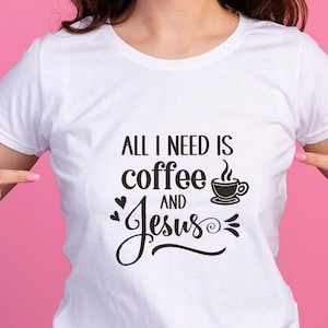 Frase cristiana PNG, descarga digital, Coffee and Jesus, Dios amor, mensajes cristianos,png cristianos, diseño digital, sublimacion camiseta