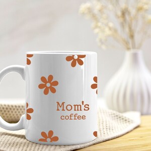 Floral Mama Mug, Boho coffee mug for mom, Minimalist Ceramic Mug, Mothers Day Gift, Cup for mom, Flower mug, Gift for wife, Gift for Mom