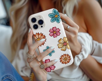 Coque de portable robuste florale : motif floral coloré