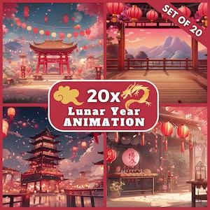 20x Lunar New Year Animated Background  Twitch Streaming Background Assets VTuber Animated Background Twitch Gamer Background Stream assets