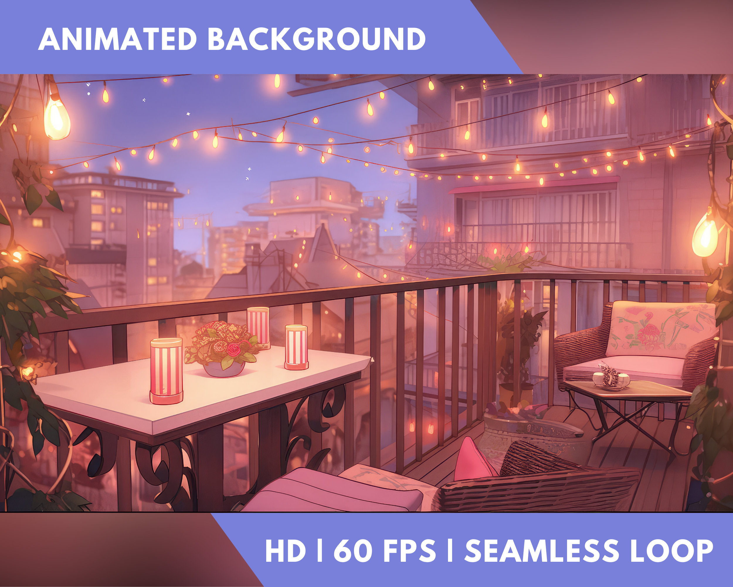 Anime Animated Background Twitch Streaming Background Asset VTuber Background Twitch Background Cozy Anime Lofi Overlay Animate Background