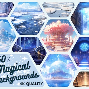 50x Magical background Stream package Vtuber assets - Virtual Background - Magical VTuber background -  HD Background - Twitch background