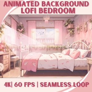 Animierter Hintergrund Lofi Schlafzimmer Twitch-Streaming-Hintergrund-Asset VTuber Hintergrund Twitch Hintergrund Gemütliches Anime Lofi Overlay Anime Lofi