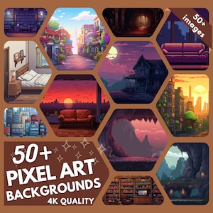 Pixel art VTuber Background 50x Cool Gaming Backgrounds Gamers Virtual Background streaming background Twitch Stream Assets Twitch Stream