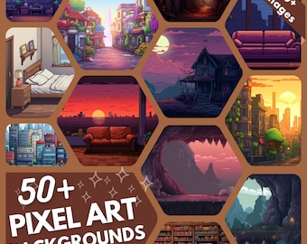 Pixel Art VTuber Backgrounds | 50+ Gaming Stream Assets (Digital Download)