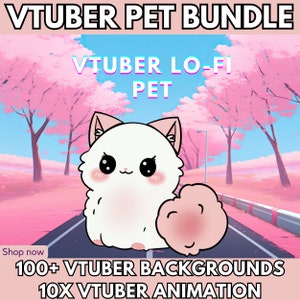 Animated Vtuber pet cute cat twitch stream decoration Vtuber assets stream animated pet twitch assets 100x backgrounds, 10x Animations