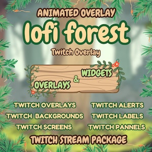 Twitch stream package ,Forest Twitch Overlay ,Steam screens, Twitch alerts, Twitch assets, Green Forest Twitch Overlay ,Twitch panel