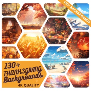 130x Twitch Background - Thanksgiving Anime Background for Twitch Stream - Stream Background, Desktop Background, VTuber Background