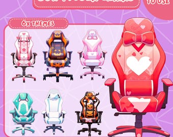 Ponad 50 materiałów wideo na temat krzeseł gamingowych Vtuber – pakiet strumieni PNG Twitch/YouTube (pobieranie cyfrowe)