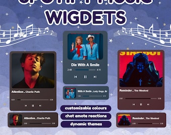Widget de música de Spotify personalizable: Superposición de transmisión (descarga digital)