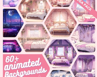 Mega Pack 60x cute animated Backgrounds Twitch overlay stream Twitch stream package Vtuber stream overlay Vtuber overlay Background