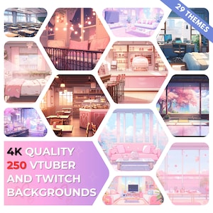 Paquete de transmisión de fondo de anime de LO -Fi 250x - Fondo de contracción - Fondo de Vtuber - Fondo virtual - Fondo de Lofi
