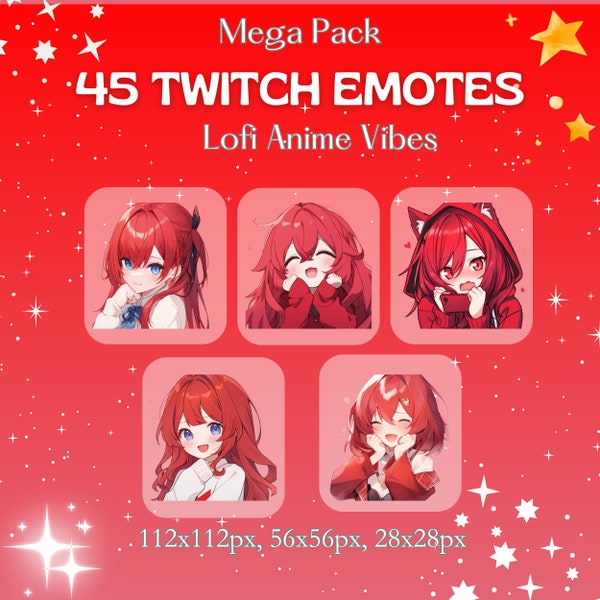 Mega pack 45 animated twitch emotes red hair animated twitch emotes cute twitch emote cute girl emotes cute twitch emotes chibi girl emote