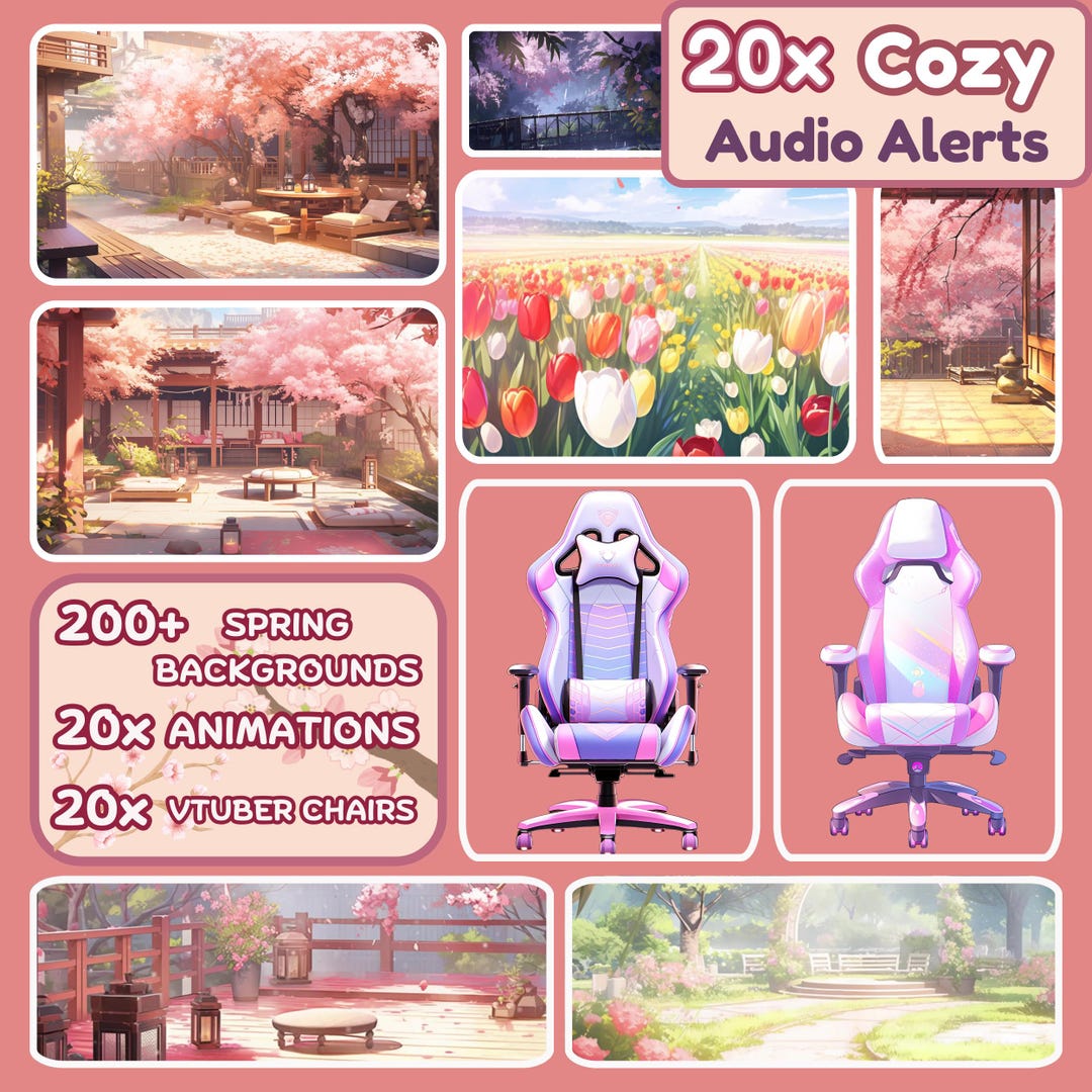 200x Spring Backgrounds - Animated Background Vtuber Gaming Chair ...
