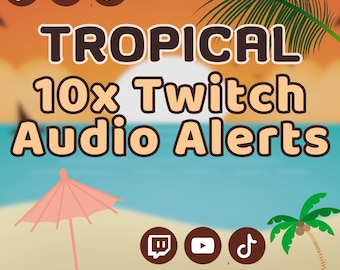 Tropical Sound Alerts - 10 Summer Notification Sounds for Twitch & YouTube Streams (Digital Download)