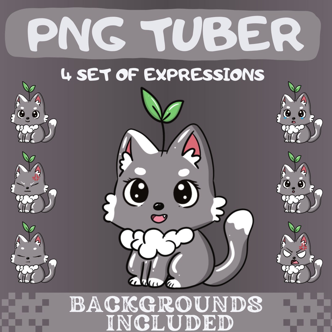 Animated Vtuber Cute Grey Pet Cat Twitch Stream Decoration Vtuber