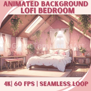 Animierter Hintergrund Lofi Schlafzimmer Twitch-Streaming-Hintergrund-Asset VTuber Hintergrund Twitch Hintergrund Gemütliches Anime Lofi Overlay Anime Lofi