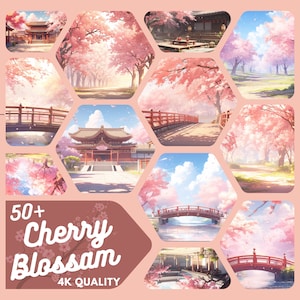 Twitch Background - Cherry Blossom Theme Vtuber Background for Twitch Stream Overlay - Vtuber Room, Desktop Background, Stream Background