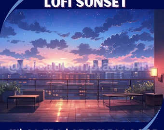 Animated Background Lofi Sunset Twitch Streaming Background Asset VTuber Background Twitch Background Cozy Anime Lofi Overlay Anime Lofi