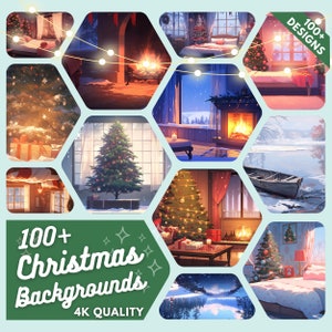 100x Christmas VTuber Background Virtual Background Stream Asset Lofi background  Twitch overlay Asset Twitch Stream overlay Vtuber overlay