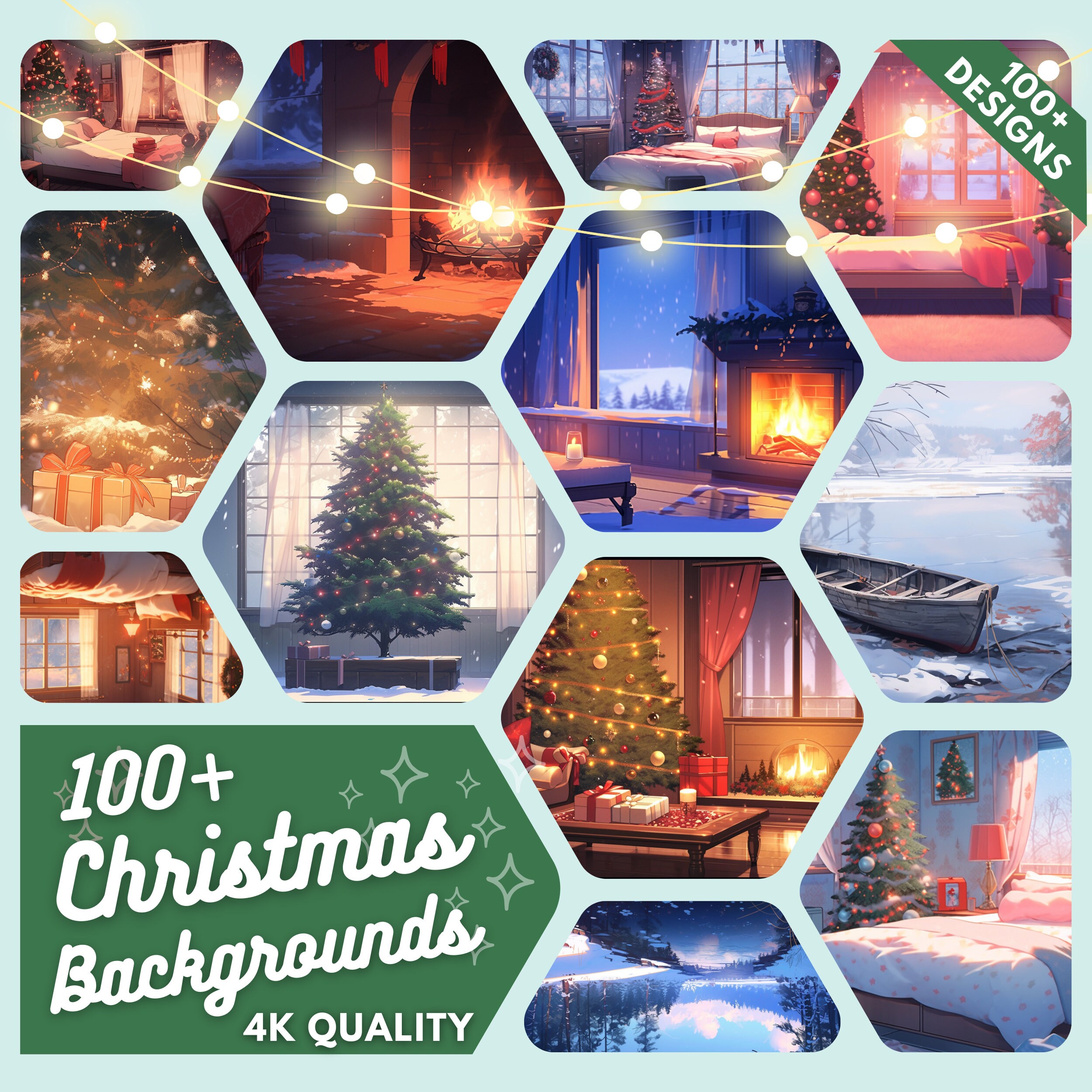 100x クリスマス VTuber 背景 バーチャル背景 ストリームアセット Lofi 背景 Twitch オーバーレイアセット Twitch ストリームオーバーレイ Vtuber オーバーレイ