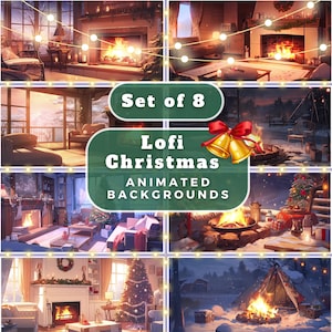 Christmas Lofi Animated Backgrounds: VTuber Stream Overlay (Digital Download)