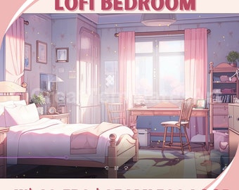 Fondo animado Lofi Dormitorio Twitch Streaming Fondo Activo VTuber Fondo Twitch Fondo Acogedor Anime Lofi Superposición Anime Lofi