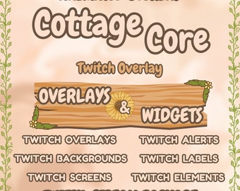 Cottage core Twitch overlay, Stream package, Cozy Lofi Twitch Overlay , Twitch stream pack , Twitch screen, Twitch backgrounds, Twitch asset