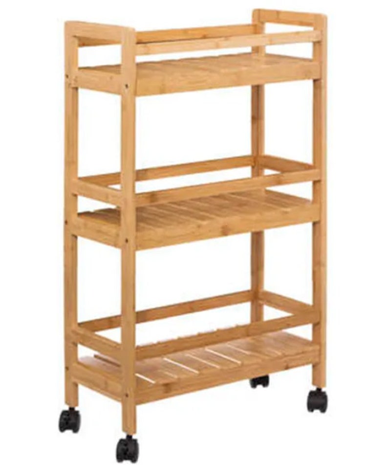 3 Tires Slim Trolley Bathroom Caddy Kitchen Storage Trolley Lockable ...