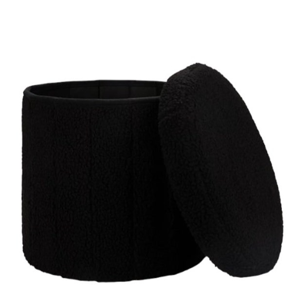 Black Padded Storage Ottoman black stool storage stool living room bedroom furniture