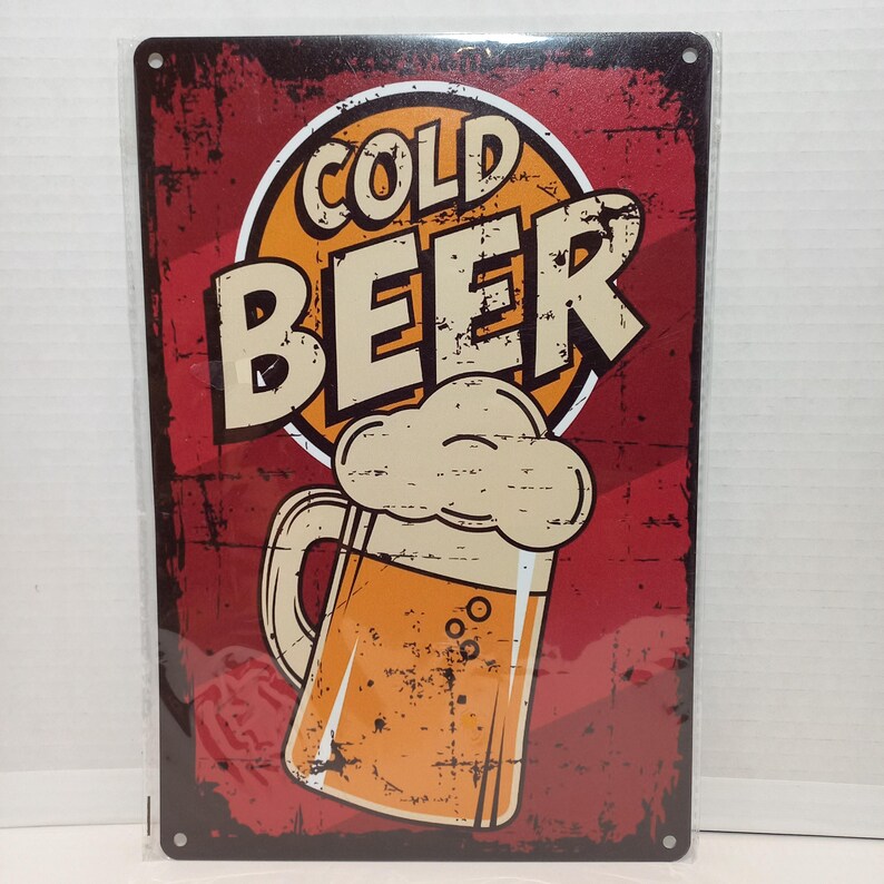 Metal Sign Cold Beer 8x12 Perfect for Man Caves, Bars Etc. Collectible