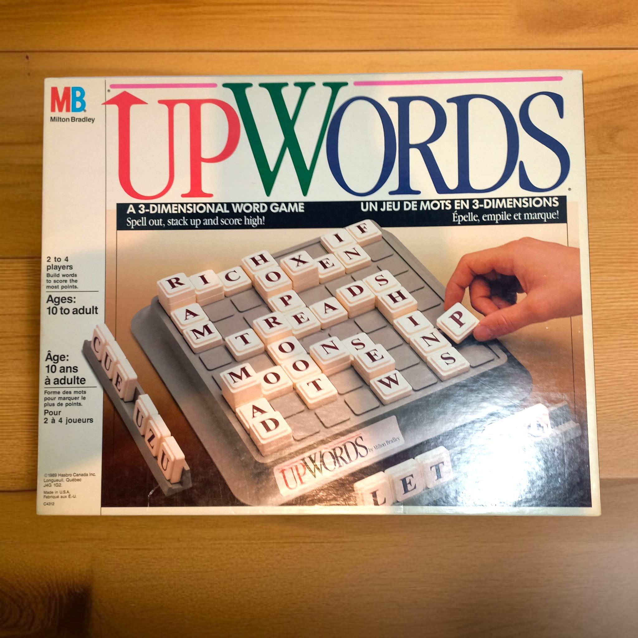 Upwords 3D Word Game - 1997 Edition With 100 Tiles, Word Stacking Board Game From Milton Bradley
