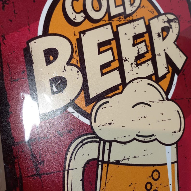 Metal Sign Cold Beer 8x12 Perfect for Man Caves, Bars Etc. Collectible