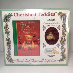 Cherished Teddies Book And Figurine Gift Set Exclusive Edition Collectible Vintage, new collectible New Sealed. Baby&#39;s first Christmas.