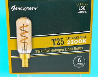 Genixgreen. Dimmable 150 Lumens LED Lamp Bulb T25 Mini Tube. 6 Bulbs 3W=30W. Please Check pictures carefully for exact specs. Fast shipping