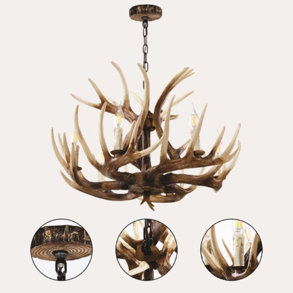 Whitetail Antler Chandelier, Farmhouse Antler Chandelier, Deer Horn Chandelier, 6-Light Antler Chandelier Light