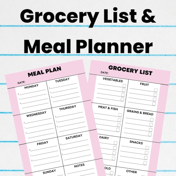 weekly meal planner grocery list shopping list meal plan healthy eating