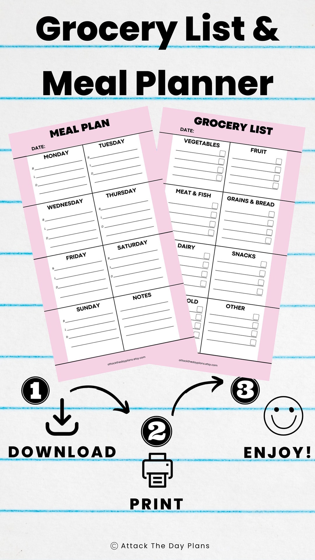 Weekly Meal Planner Grocery List Shopping List Meal Plan Healthy Eating ...