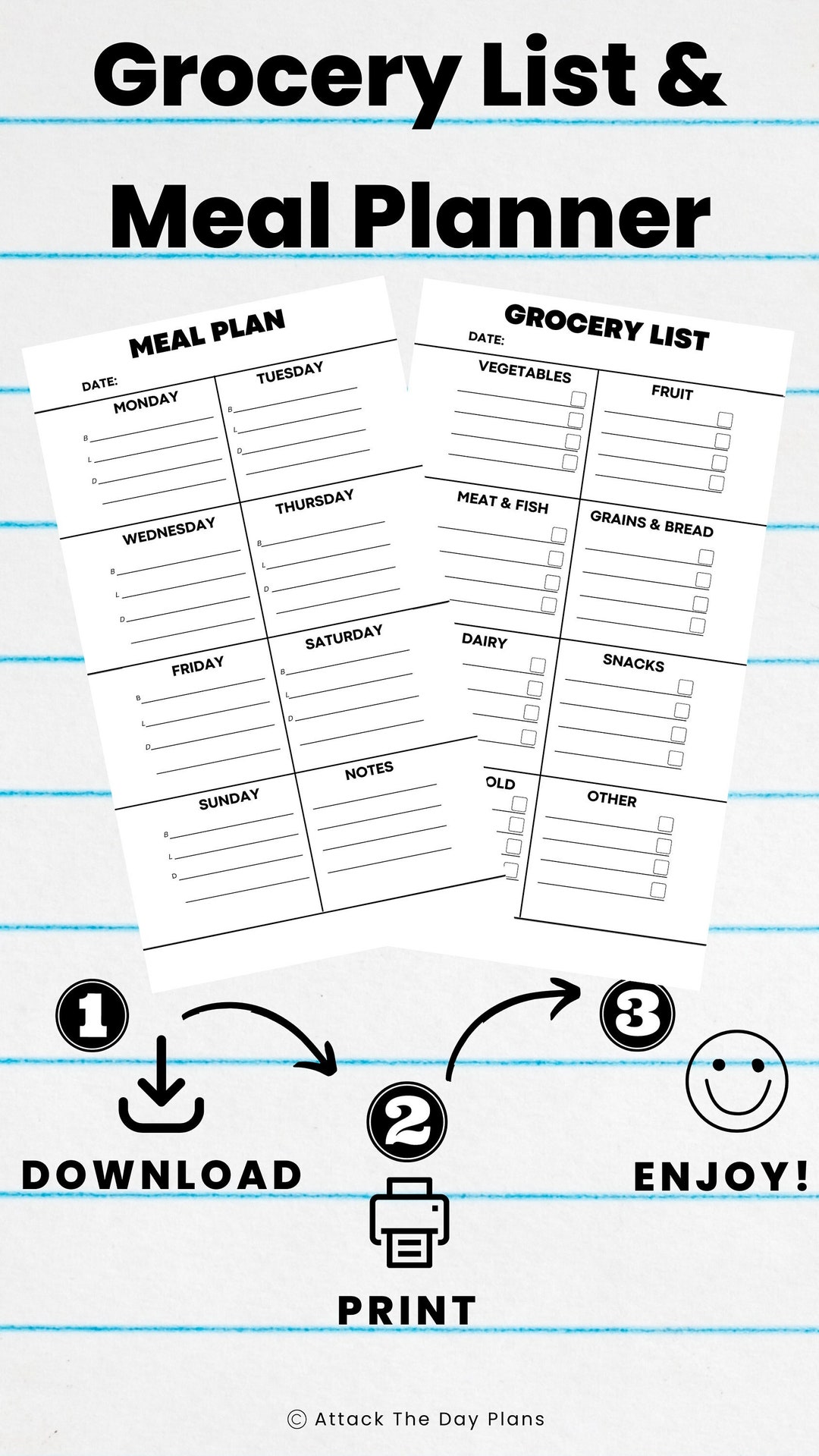 Weekly Meal Planner Grocery List Shopping List Meal Plan Healthy Eating ...