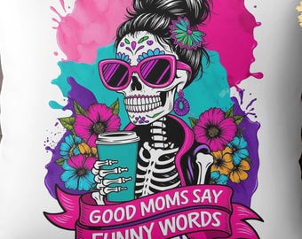 Funny Mom Skeleton PNG: Witchy Skull Design (Digital Download)